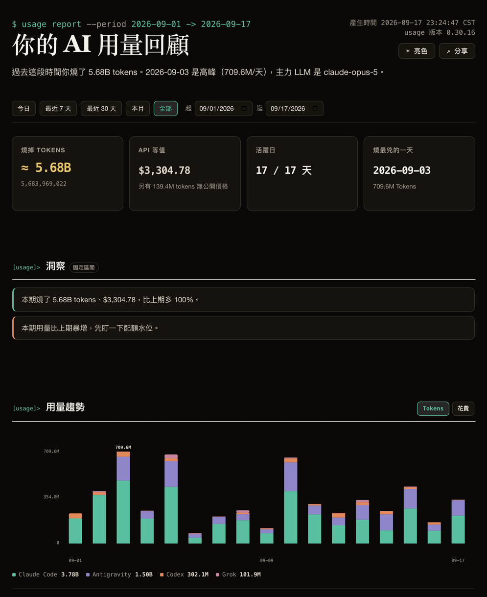 HTML 用量报告